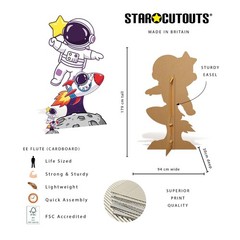 Astronaut with Rocket Cartoon Cardboard Cutout Over Moon Standee 173cm x 94cm