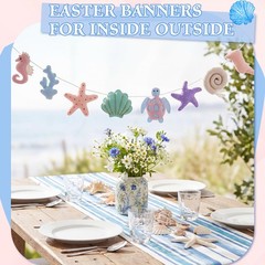 Under The Sea Decorations for Home, Seashell Felt Garland 4.9 ft Handmade Bea…