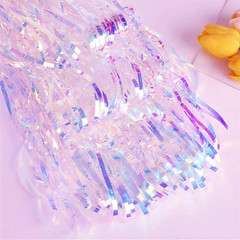 2Pc 3X8.3Ft Shiny Metallic Tinsel Foil Fringe Curtain Party Photo Booth Decor