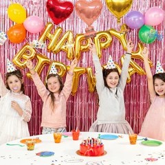 77Pcs Happy Birthday Party Decorations Kit, Happy Birthday Banner Pink