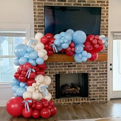 Red and Blue Balloon Arch Kit, Double Stuffed Red White and Blue Balloons wit…
