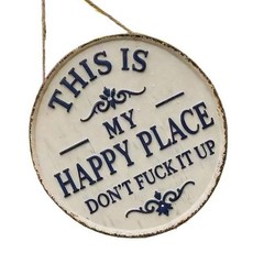 Distressed Finish Metal Sign for Garden Patio Fence This Is My Happy Place