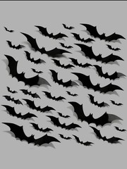 48Pcs 3D Bats Wall Stickers Halloween Decorations Black DIY Home Party Supplies