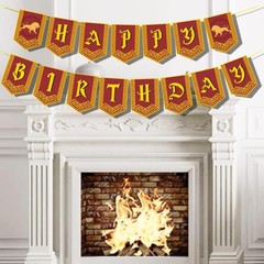 Happy Birthday Decorations Banner Pre-Strung Magic Standard, Red Wizard