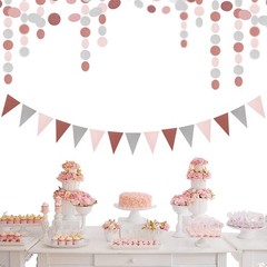 Rose-Gold Pink Silver Party Decorations – 52Ft Paper Rose-gold