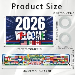 World Cup Flags 2026 Merchandise Decor 2PCS USA Canada Mexico Host Country Socce