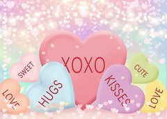 8X6ft Valentine’s Day Backdrop Valentine’s Day Candy Backdrop Sweethearts Candy