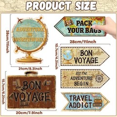 24Pcs Travel Themed Party Decorations Set Bon Voyage Yard Street Colorful