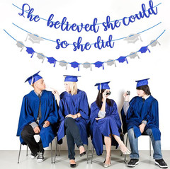 Navy-Blue Silver Party-Decorations Graduation Banner-Streamers – 18Pcs Kits 2026