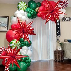 Red Star Foil Balloons, 36 PCS Explosion Cone Balloons, 12 Point 26 Inch Larg