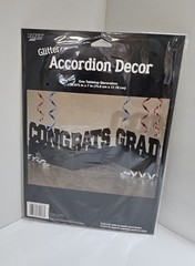10 Pc Glamorous Grad Pink, White, and Black Party Set For 18 People