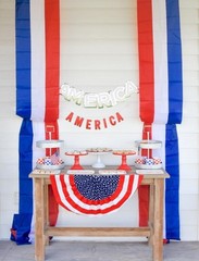 20-Ft Red White & Blue Striped Swag Bunting Indoor/Outdoor Polyester 18″W #061