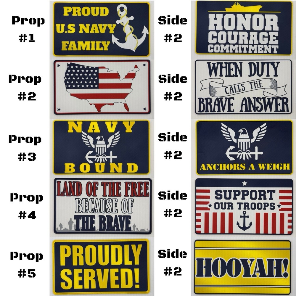 Navy Military Photobooth Party Props Set Of 5 Double Sided 5mm Made To Order !!