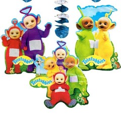 TELETUBBIES VINTAGE 1999 DANGLING CUTOUTS (3) Happy Birthday Party Hanging Deco