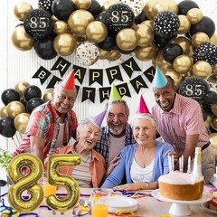 85th Birthday Party Decorations for Men Women Black and Gold 85th Birthday Ba…