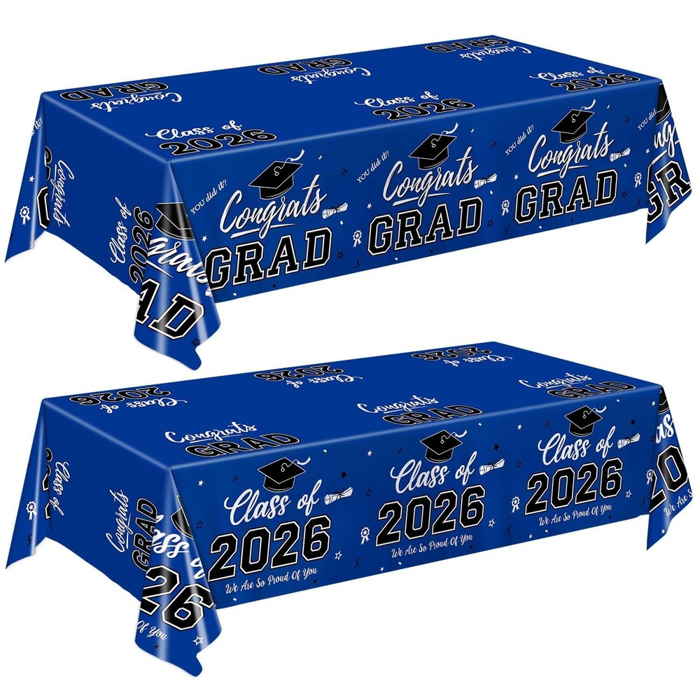 Graduation Decorations 2026, Class of 2026 Graduation Tablecloth, 2 Pack Disposa