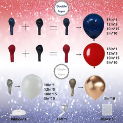 Patriotic Balloon Arch Kit – Navy Blue, White, Gold, and Red for Celebrations