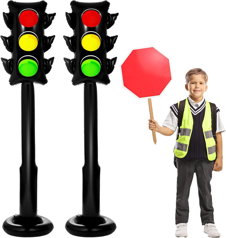 2Pcs 59Inch Jumbo PVC Stop Light Balloons Inflatable Traffic Light Balloons Race