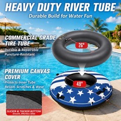 River Tube, 48» Heavy Duty River Float Tube with Commercial Inner Tube, Prem…