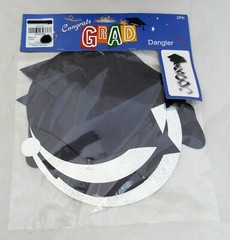 Black Graduation Cap Hat Congrats Grad Party Supplies Hanging Dangler 2 Pack Set