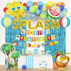 Summer Pool Beach Party Decorations, Splash Birthday Bash Party Supplies Tropica