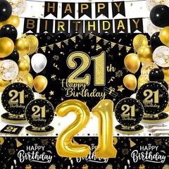 143 Pcs 21st Birthday Party Supplies Set for 24 Guests 21st Birthday Plates B…