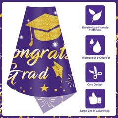 Graduation Tablecloth Party Decorations 2026, 3 Pack Purple Large Size 54″x108″