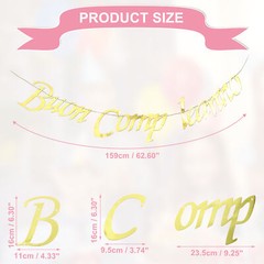 1 Set Happy Birthday Banner w/ String for Birthday Party Decorations Gold Tone