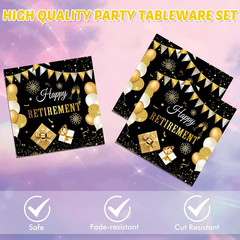 40PCS Retirement Decorations for Men Happy Retirement Decorations Plates