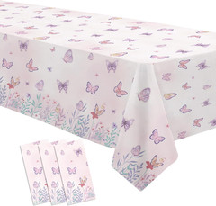Butterfly Party Tablecloth Decorations, 3Pcs Disposable Floral Butterfly Party T