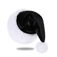 Santa Hat, Santa Hat for Kids, Unisex Velvet Comfort Black Christmas Hats Ext…