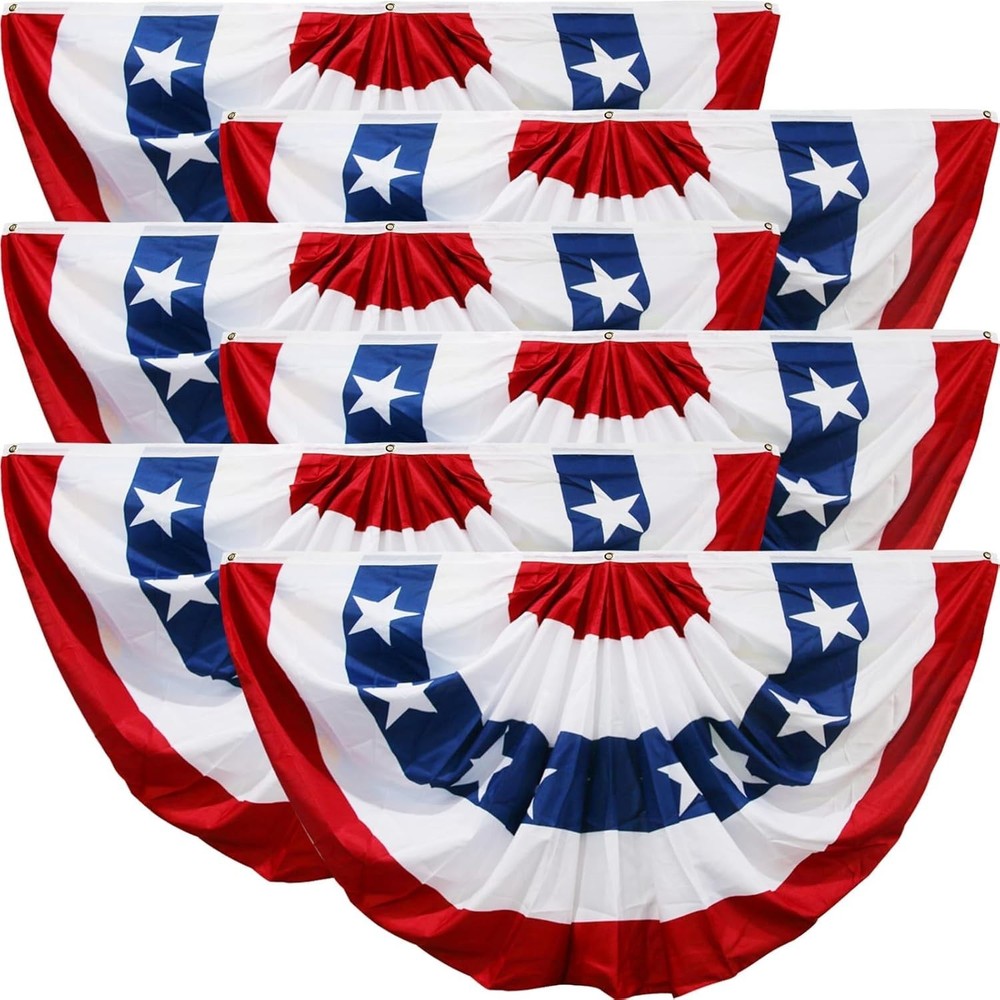 Celebrate with Style: 6 Pack American Flag Bunting 1.5×3 FT for Patriotic Events