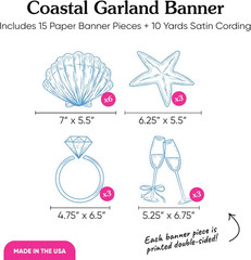 Coastal Party Garland Banner Seashell Ring Champagne Decor Bachelorette Fun Them