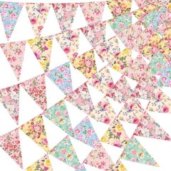 Faccito 49 Ft 5 Pcs Tea Floral Party Paper Bunting Decor Outdoor Bunting Banner