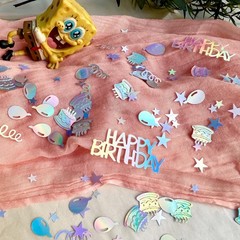 300 PCS Happy Birthday Iridescent Glitter Confetti Table Cake Party Decor