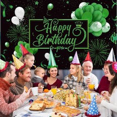 Happy Birthday Backdrop Banner – Large Fabric Photo Background for Parties