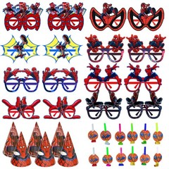 36 Pcs Spider Man Party Favors Marvel Birthday Cake Hat Blowout Photo Booth Prop