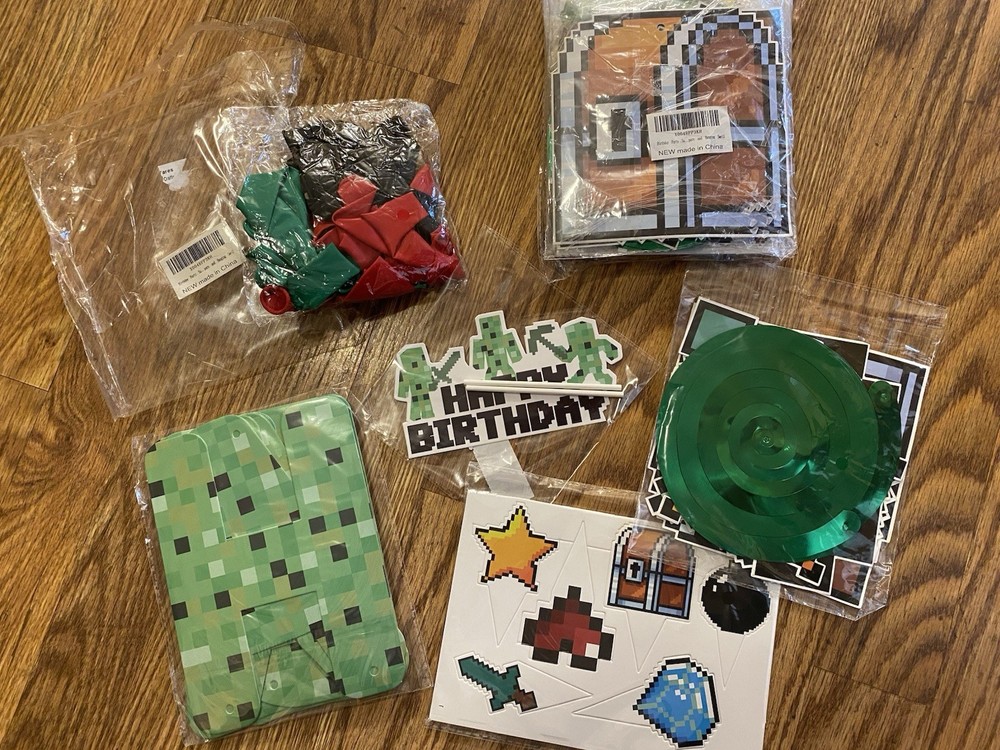 Minecraft Birthday Party Decorations Banner Cake Topper Balloons & More 2 Packs