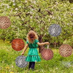 Mudder Jungle Animal Print Paper Lanterns Safari Hanging Lantern…