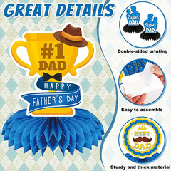 9 Pcs Father’S Day Decorations, Double Sided Happy Fathers Day Honeycomb
