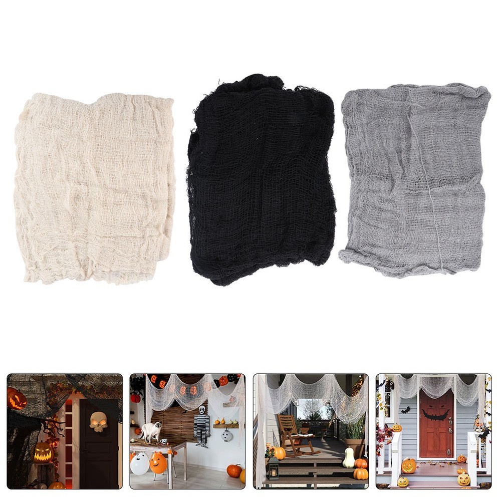 3Pcs Halloween Creepy Gauze Reusable Spooky Fabric Cloth for Indoor Outdoor Use