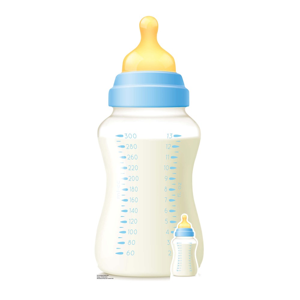 Baby Bottle Blue Cardboard Cutout with Free Mini Standee – Great for parties