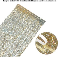 Champagne Gold Foil Fringe Backdrop – 3 Pack 3.3 ft x 6.6 ft Sparkle Tinsel
