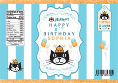 CAT PERSONALIZED KIDS PARTY DECOR BIRTHDAY CUSTOM NAME DECORATION CHILDREN JELLY