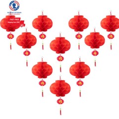 10 Pack Chinese Red Paper Lanterns Hanging Red Paper Lanterns Festival Decor