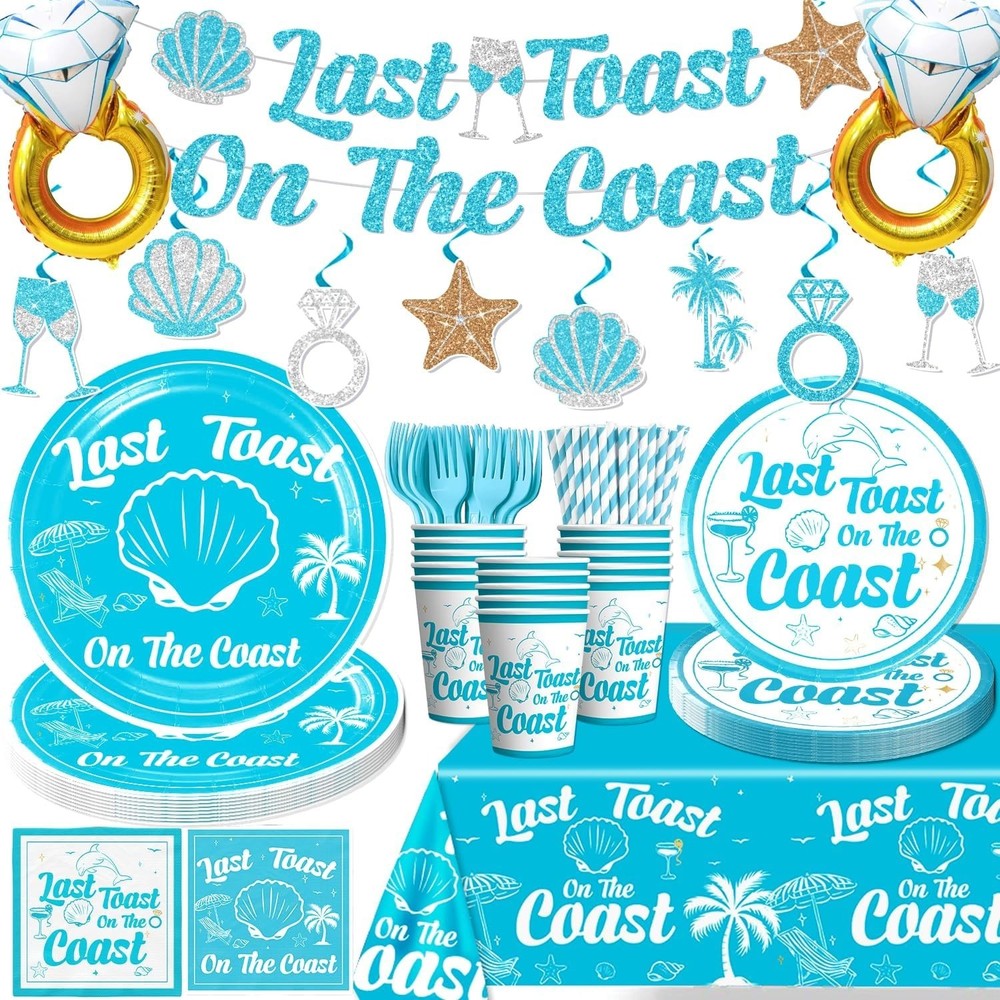 Coastal Bridal Shower Disposable Tableware (Plates, Cups, Napkins, Utensils)