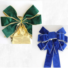 1pc 60CM Christmas Bow Wire Trimmed Flannelette Retro Ribbon Bow-Knot Pendant