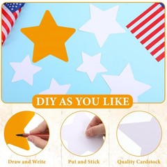 100 PCS Star Paper Cutout Coloring Craft Kit White Card for Kid DIY Classroom