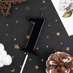 PHD CAKE 2.76 Inch Modern Black 1 Number Birthday Candles, 1,
