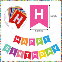Colorful Happy Birthday Banner Bunting Pre-Strung No DIY for Birthday Party Deco